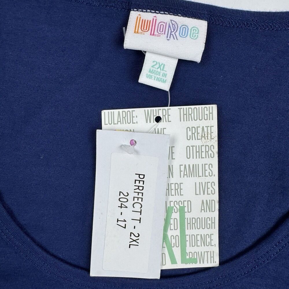 NEW LuLaRoe Perfect T Women's Top Navy Blue Solid Short Sleeve Tee Shirt NWT 2XL - Picture 11 of 16